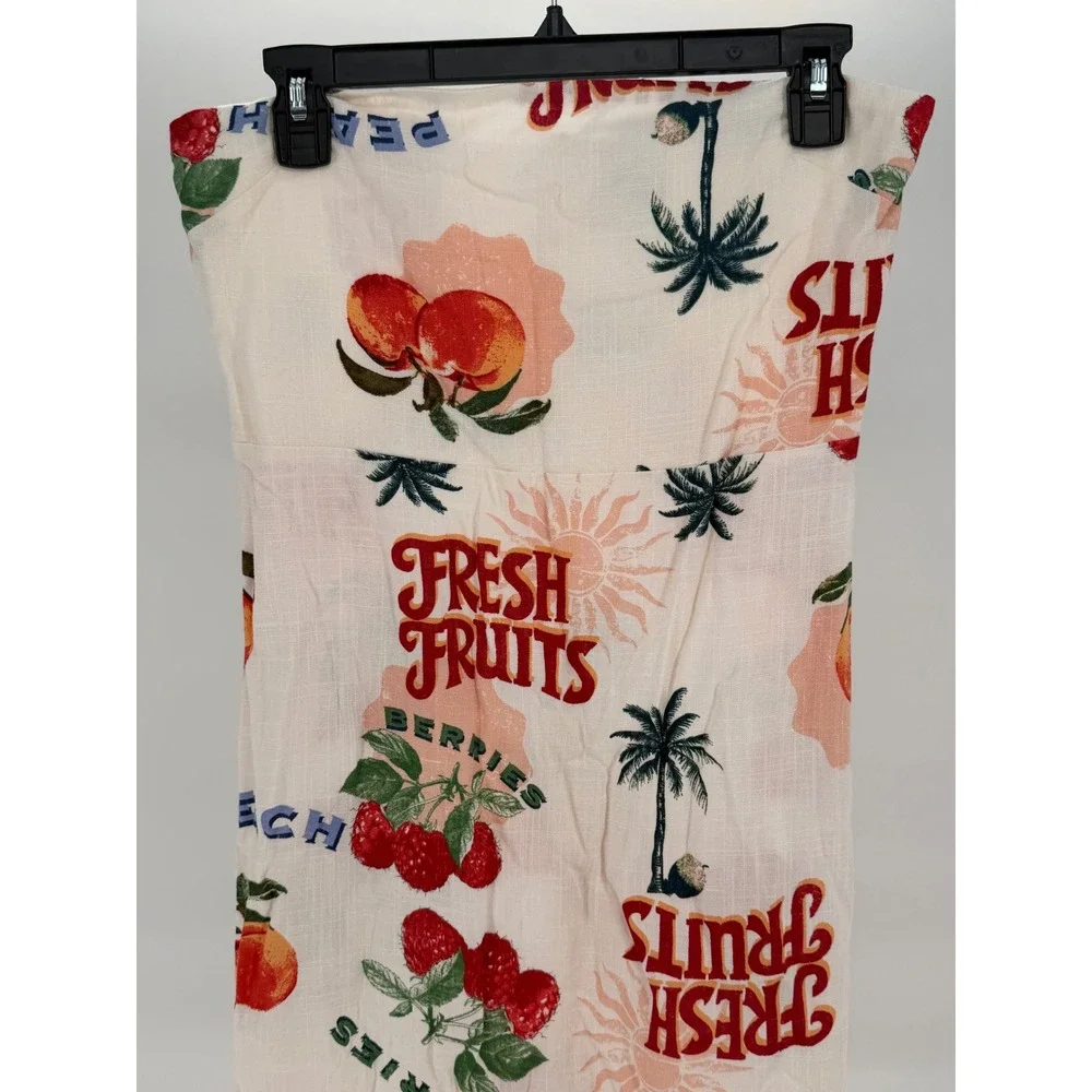 Anthropologie Paper Heart Fresh Fruit Peaches Berry Sleeveless Maxi Dress Large - Picture 2 of 5